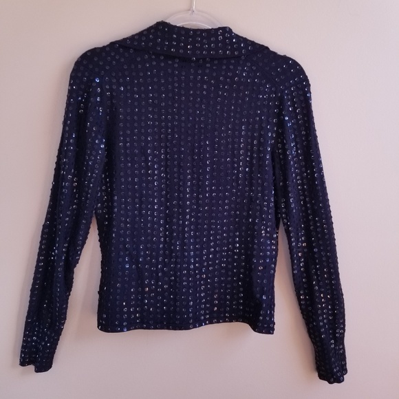 Belldini Black Sequin Zippered Cardigan, Small - Picture 4 of 6